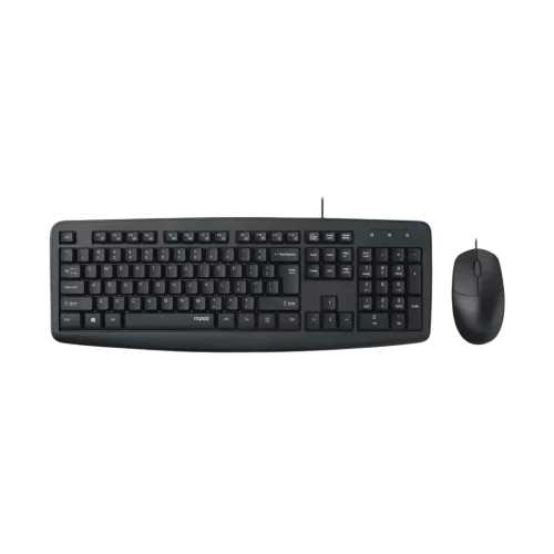 Rapoo NX1600 USB Wired Keyboard and Mouse Combo Spill-Resistant 1600 DPI Ergonomic Ambidextrous Black