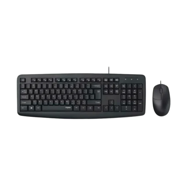 NX-1600 Rapoo NX1600 USB Wired Keyboard and Mouse Combo Spill-Resistant 1600 DPI Ergonomic Ambidextrous Black