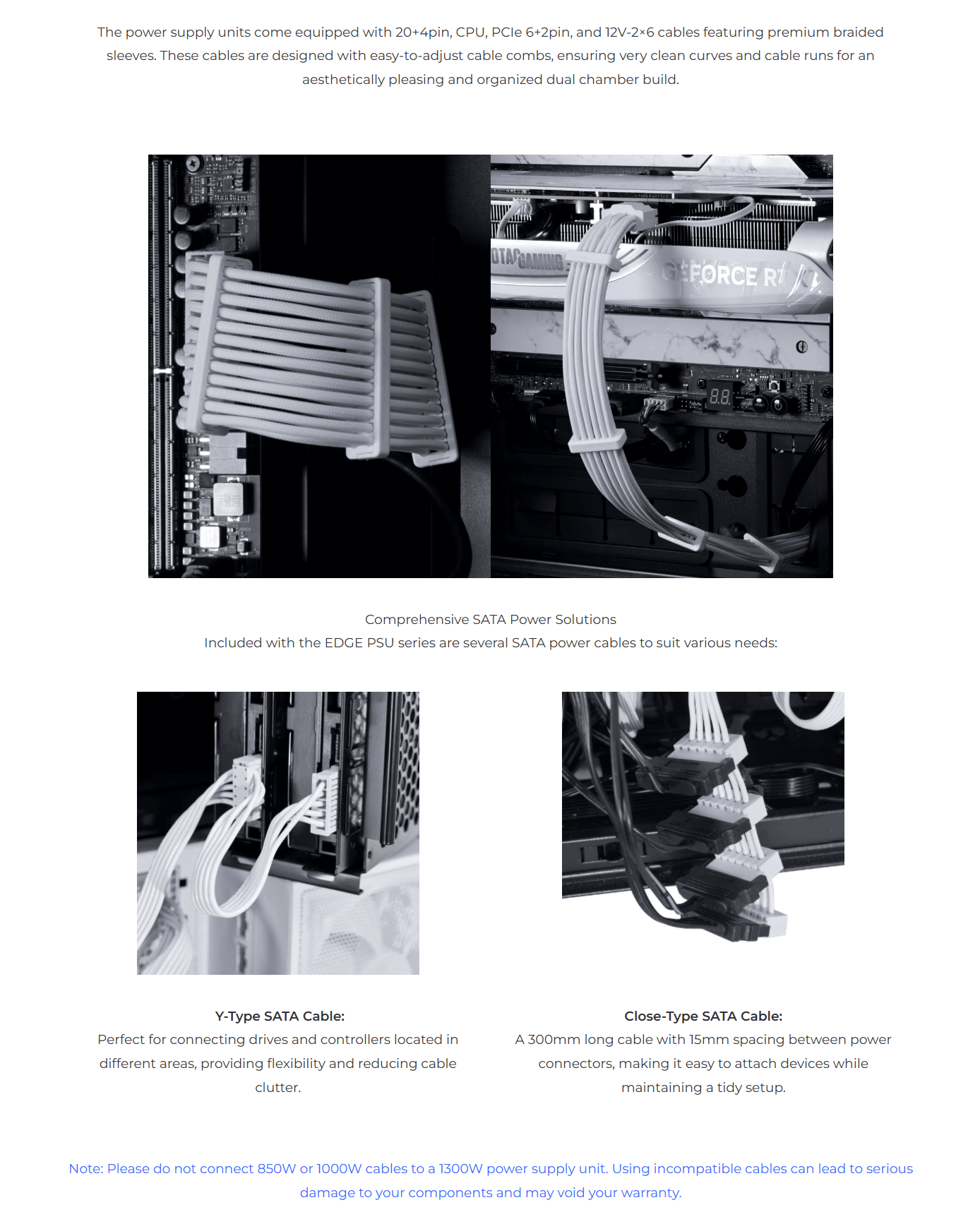 Lian Li EDGE Power Supply 850W | 1000W | 1300W ATX 3.1 80 PLUS Platinum Fully Modular L-Shape Design with USB 2.0 Hub | Black | White - EG0850 EG1000 EG1300