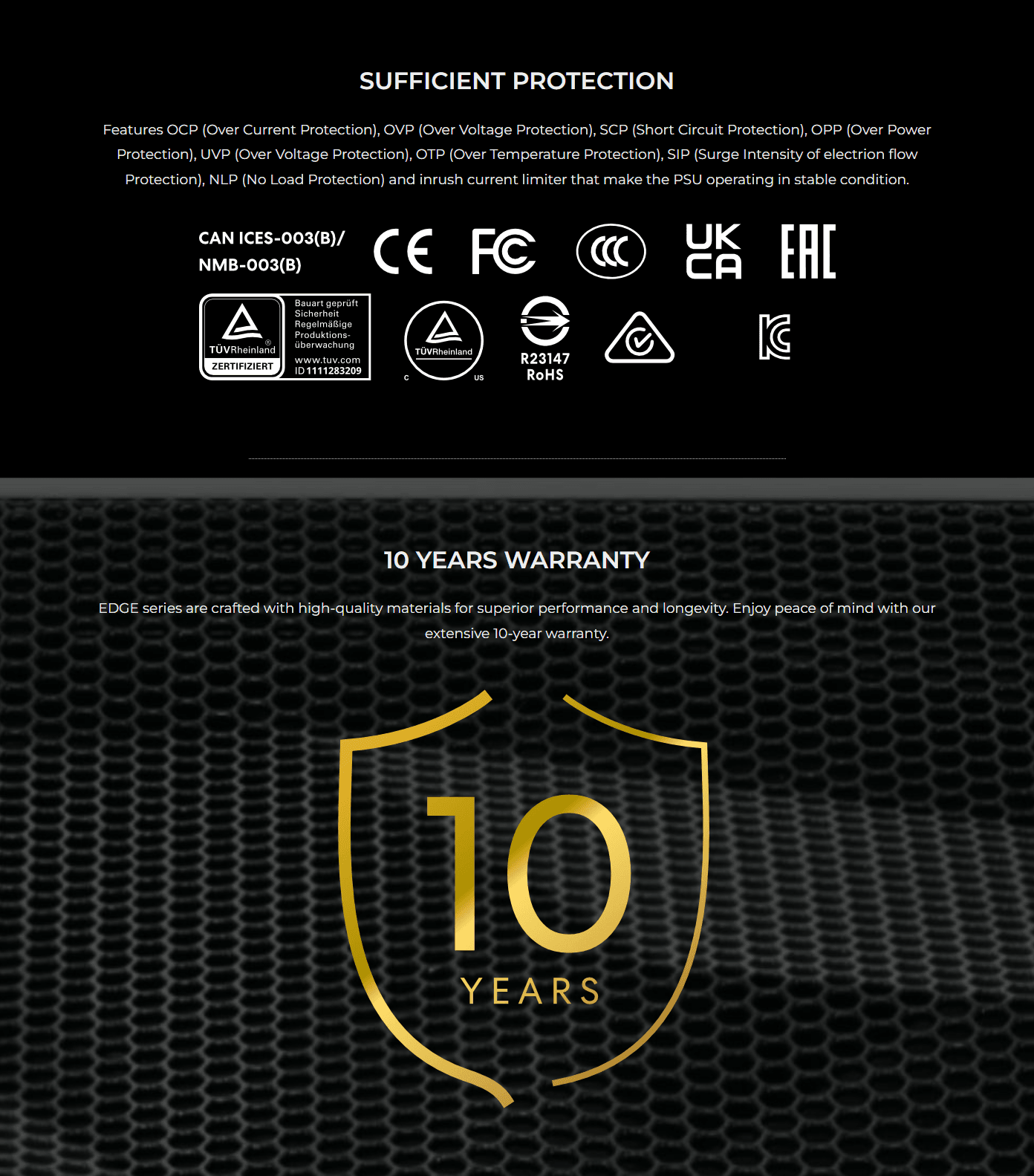 Lian Li EDGE Power Supply 850W | 1000W | 1300W ATX 3.1 80 PLUS Platinum Fully Modular L-Shape Design with USB 2.0 Hub | Black | White - EG0850 EG1000 EG1300