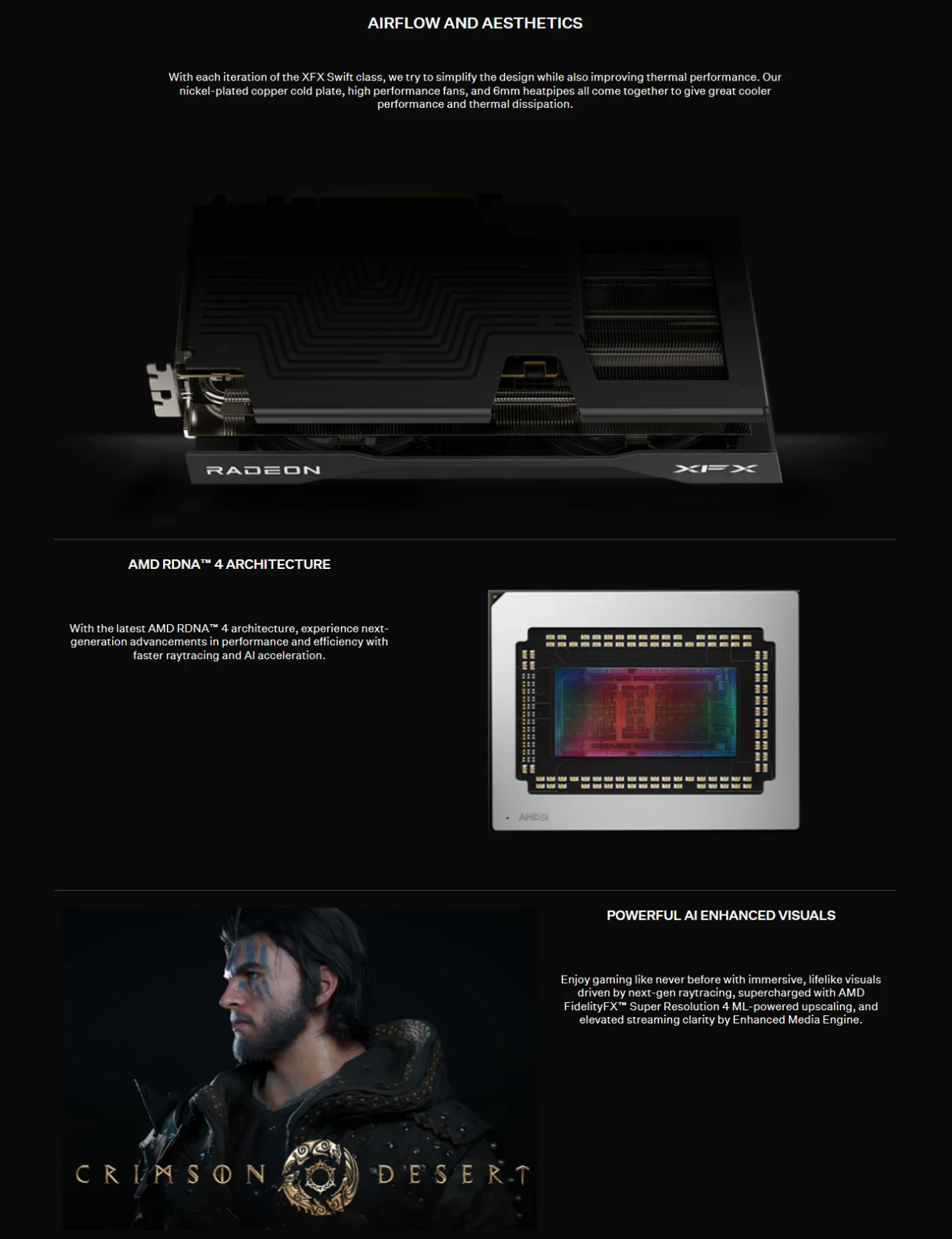 XFX Swift AMD Radeon RX 9060 XT OC Gaming Edition 16GB GDDR6 PCIe 5.0 Graphics Card High Performance Dual Fan Cooling Design - RX-96TSW16BQ (Black) | RX-96TSW16WQ (White)