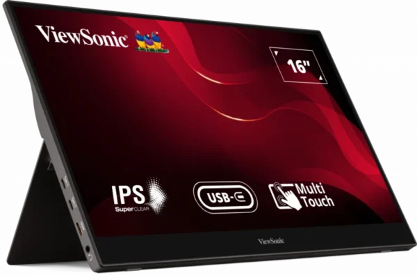ViewSonic TD1655 16-Inch Full HD IPS Portable Touch Monitor with 10-Point Multi-Touch and Dual USB-C 60W Power Delivery - TD1655