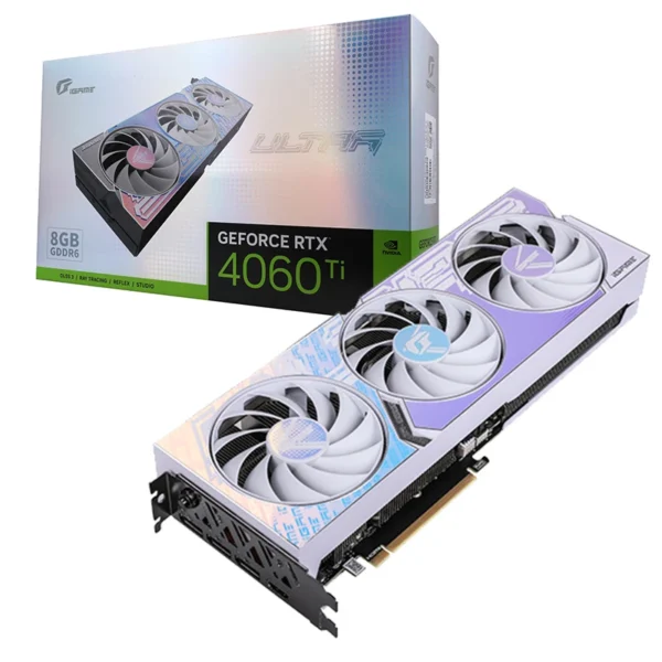 Colorful iGame GeForce RTX 4060 Ti Ultra W OC 8GB-V Graphics Card with NVIDIA AD106, 8GB GDDR6, 4352 CUDA Cores, DLSS 3, Triple-Fan Cooling, One-Key Overclock - Colorful iGame GeForce RTX4060Ti ULTRA WHITE OC 8GB-V