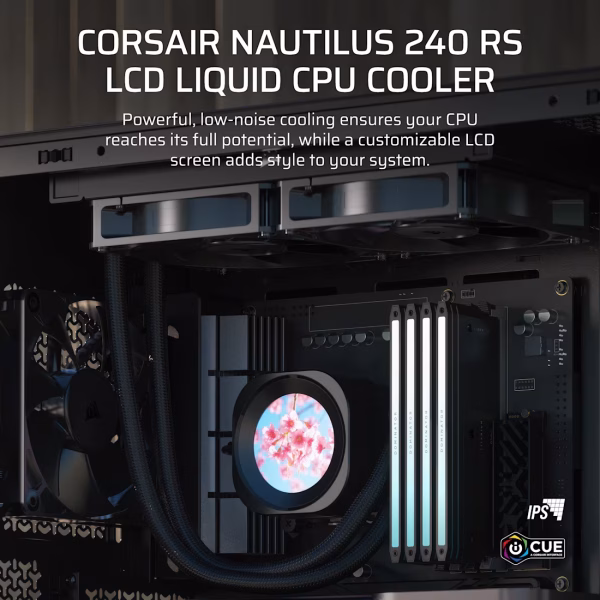 CORSAIR NAUTILUS 240 RS LCD Liquid CPU Cooler 240mm AIO with 2.1" IPS Display - CW-9061031-WW (Black) | CW-9061032-WW (White)