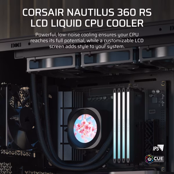 CORSAIR NAUTILUS 360 RS LCD Liquid CPU Cooler 360mm AIO with 2.1" IPS Display - CW-9061033-WW (Black) | CW-9061034-WW (White)