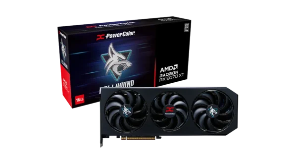 PowerColor Hellhound AMD Radeon RX 9070 XT 16GB GDDR6 PCIe 5.0 4096 Stream Processors 3010MHz Boost with Triple-Ring Fan - RX9070XT 16G-L/OC
