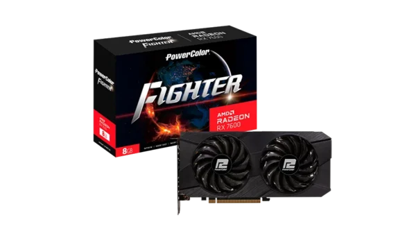 PowerColor Fighter AMD Radeon RX 7600 8GB GDDR6 PCIe 4.0 2048 Stream Processors 2655MHz Boost with Dual 90mm Fans - RX7600 8G-F/V2