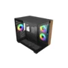 Cooler Master Elite 481 Wood Micro ATX Mini Tower Case with Tempered Glass Wood Front Panel 360mm Radiator Support - Black | White