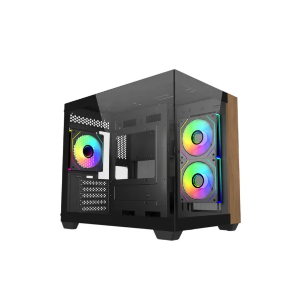 Cooler Master Elite 481 Wood Micro ATX Mini Tower Case with Tempered Glass Wood Front Panel 360mm Radiator Support - Black | White