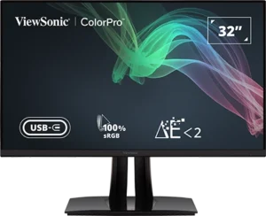 ViewSonic VP3256-4K 32-Inch 4K UHD Pantone Validated 100% sRGB Factory Pre-Calibrated Monitor with 65W USB-C - VP3256-4K