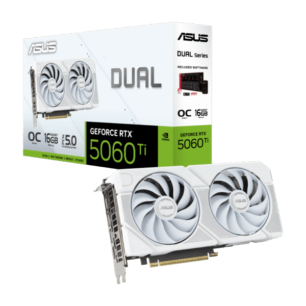 w800 ASUS Dual GeForce RTX 5060 Ti 16GB GDDR7 White OC Edition Graphics Card - DUAL-RTX5060TI-O16G-WHITE