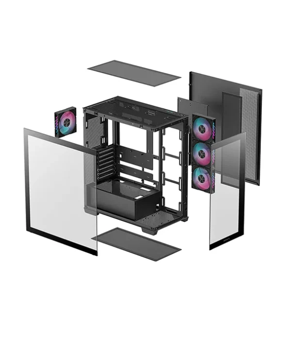 Deepcool CG580 4F Black | White Mid-Tower Case with 4 ARGB Fans - Panoramic Glass Design - R-CG580-BKADA4-G-1 / R-CG580-WHADA4-G-1