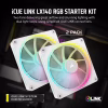 CORSAIR iCUE LINK LX140 RGB White 140mm PWM Fan Starter Kit Dual Pack Magnetic Dome Bearing Dual Light Loops - CO-9051032-WW