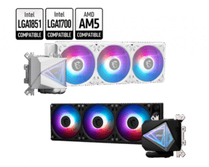 MSI MAG CoreLiquid E240 White 240mm AIO Liquid Cooler for Intel LGA 1851/1700 and AMD AM5/AM4, ARGB Lighting - MAG CORELIQUID E240 WHITE