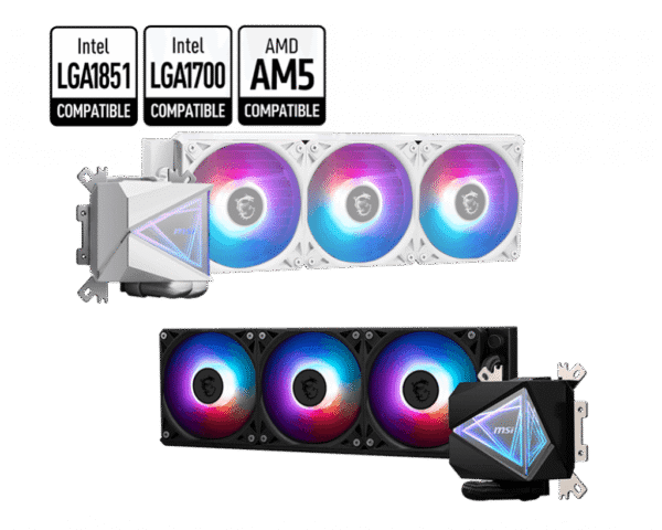 1 MSI MAG CoreLiquid E240 White 240mm AIO Liquid Cooler for Intel LGA 1851/1700 and AMD AM5/AM4, ARGB Lighting - MAG CORELIQUID E240 WHITE