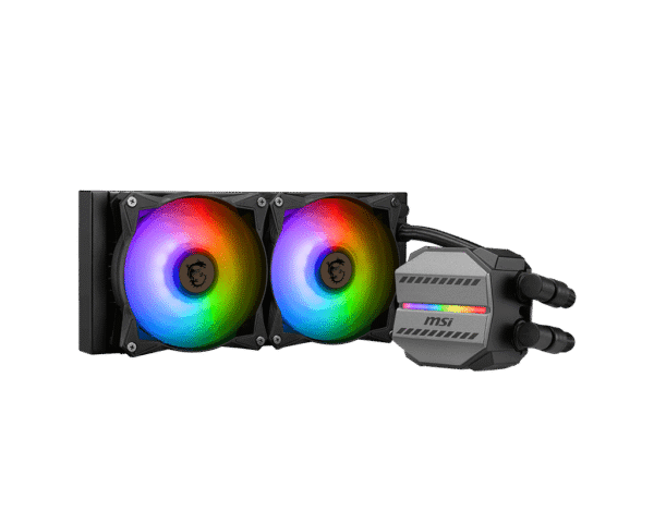 MSI MAG CORELIQUID M240 240mm Liquid Cooler with ARGB Lighting and Two Ball Bearing Fans - MAG CORELIQUID M240