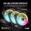 CORSAIR iCUE LINK LX120 RGB 120mm PWM Black Fan Starter Kit Triple Pack Magnetic Dome Bearing Dual Light Loops - CO-9051026-WW
