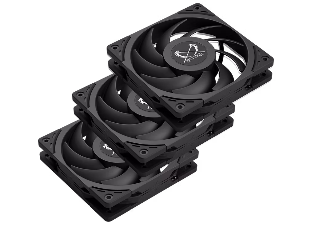Scythe Wonder Tornado PWM Chassis Fan 120mm 75.17 CFM 2500 RPM 3 Pack – WT1225FD25X3-P...