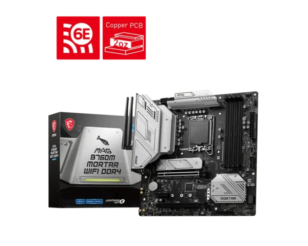 MSI MAG B760M MORTAR WIFI DDR4 Motherboard Intel B760 LGA 1700 DDR4 128GB PCIe 5.0 Wi-Fi 6E HDMI DisplayPort mATX - MAG B760M MORTAR WIFI DDR4