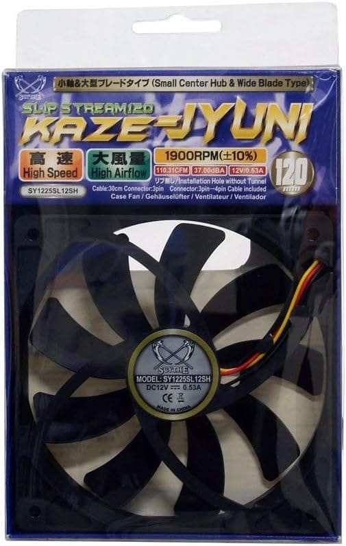 Scythe Kaze-Jyuni 120mm Fan 1900 RPM 110.31 CFM Sleeve Bearing - SY1225SL12SH