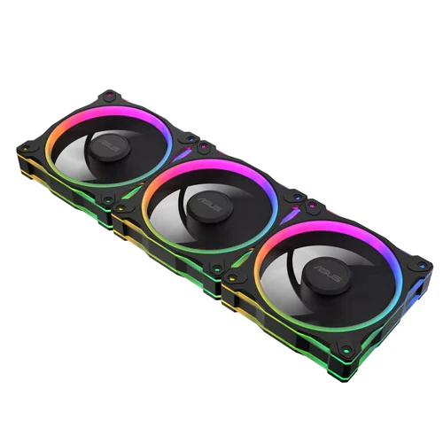 ASUS Prime MR120 ARGB 120mm PWM Fan Triple Pack Sleeve Bearing 28mm Thick Black - PRIME MR120 FAN ARGB BLACK 3IN1