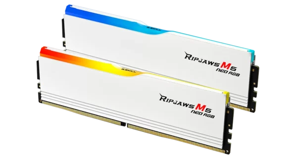 G.SKILL Ripjaws M5 Neo RGB White,  DDR5 6000MT/s 32GB (2x16GB) CL30 AMD EXPO Memory - F5-6000J3038F16GX2-RM5NRW