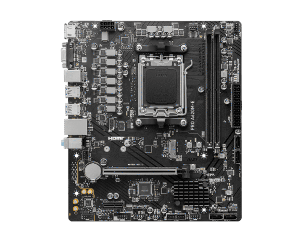 1 MSI PRO A620M-E mATX Motherboard for AMD Ryzen 9000/8000/7000 Series, DDR5 6800+ MHz, PCIe 4.0 M.2 - PRO A620M-E