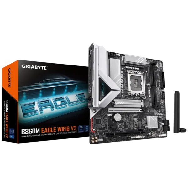 GIGABYTE B860M EAGLE WIFI6 V2 Micro ATX Motherboard Intel B860 DDR5 PCIe 5.0 WiFi 6 - GA-B860M-EAGLE-WIFI6-V2