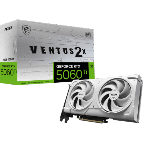 MSI GeForce RTX 5060 Ti VENTUS 2X OC WHITE PLUS 16GB GDDR7 Graphics Card NVIDIA Blackwell PCIe 5.0 - RTX 5060 TI 16G VENTUS 2X OC WHITE PLUS