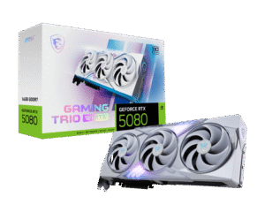 MSI GeForce RTX 5080 GAMING TRIO OC WHITE 16GB GDDR7 Graphics Card NVIDIA Blackwell PCIe 5.0 - RTX 5080 16G GAMING TRIO OC WHITE