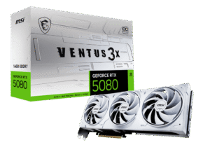 MSI GeForce RTX 5080 VENTUS 3X OC WHITE 16GB GDDR7 Graphics Card NVIDIA Blackwell PCIe 5.0 - RTX 5080 16G VENTUS 3X OC WHITE