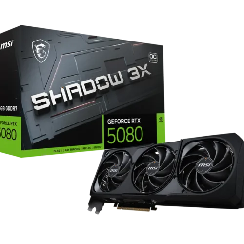 MSI GeForce RTX 5080 SHADOW 3X OC 16GB GDDR7 Graphics Card NVIDIA Blackwell PCIe 5.0 - RTX 5080 16G SHADOW 3X OC
