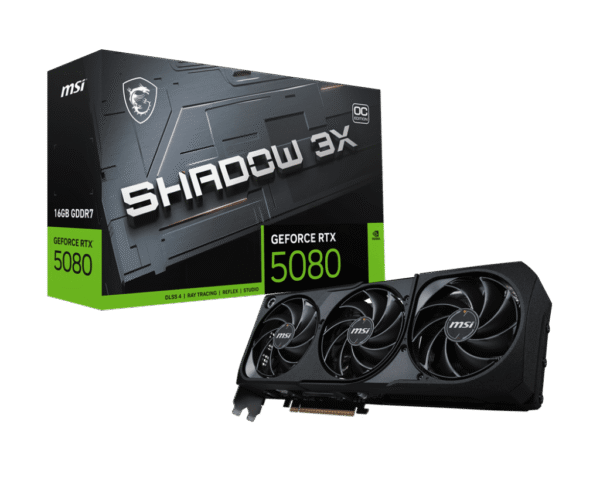 1024 (1) MSI GeForce RTX 5080 SHADOW 3X OC 16GB GDDR7 Graphics Card NVIDIA Blackwell PCIe 5.0 - RTX 5080 16G SHADOW 3X OC