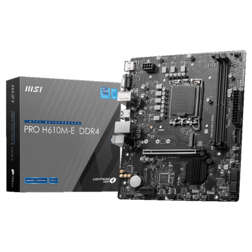 MSI PRO H610M-E DDR4 Motherboard Intel H610 LGA 1700 DDR4 64GB PCIe 4.0 HDMI VGA Micro-ATX - PRO H610M-E DDR4