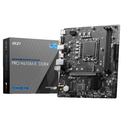 MSI PRO H610M-E DDR4 Motherboard Intel H610 LGA 1700 DDR4 64GB PCIe 4.0 HDMI VGA Micro-ATX - PRO H610M-E DDR4