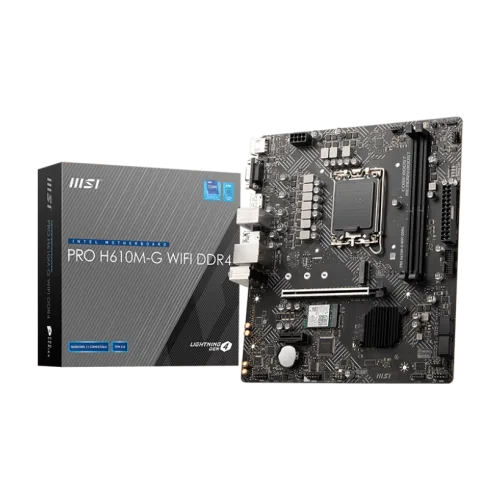MSI PRO H610M-G WIFI DDR4 Motherboard Intel H610 LGA 1700 DDR4 64GB PCIe 4.0 Wi-Fi 5 HDMI VGA DisplayPort mATX - PRO H610M-G WIFI DDR4