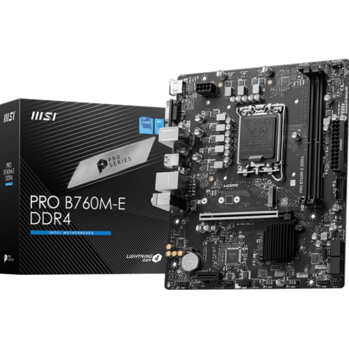 MSI PRO B760M-E DDR4 Motherboard Intel B760 LGA 1700 DDR4 64GB PCIe 4.0 HDMI VGA mATX - PRO B760M-E DDR4