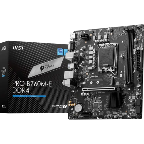 MSI PRO B760M-E DDR4 Motherboard Intel B760 LGA 1700 DDR4 64GB PCIe 4.0 HDMI VGA mATX - PRO B760M-E DDR4
