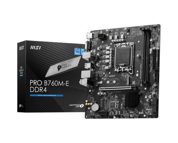 MSI PRO B760M-E DDR4 Motherboard Intel B760 LGA 1700 DDR4 64GB PCIe 4.0 HDMI VGA mATX - PRO B760M-E DDR4