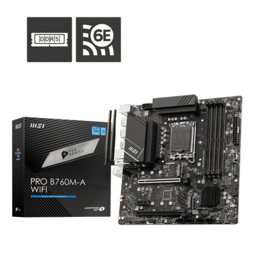 MSI PRO B760M-A WIFI Motherboard Intel B760 LGA 1700 DDR5 256GB PCIe 4.0 Wi-Fi 6E HDMI DisplayPort mATX - PRO B760M-A WIFI