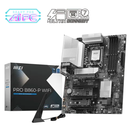 MSI PRO B860-P WIFI mATX Motherboard for Intel Core Ultra Series 2, DDR5 8800+ MT/s, Wi-Fi 7, Thunderbolt 4, PCIe 5.0 M.2 - PRO B860-P WIFI
