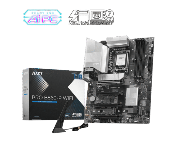 MSI PRO B860-P WIFI mATX Motherboard for Intel Core Ultra Series 2, DDR5 8800+ MT/s, Wi-Fi 7, Thunderbolt 4, PCIe 5.0 M.2 - PRO B860-P WIFI