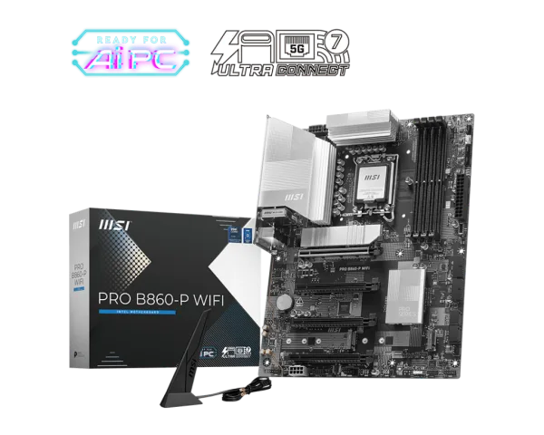 MSI PRO B860-P WIFI mATX Motherboard for Intel Core Ultra Series 2, DDR5 8800+ MT/s, Wi-Fi 7, Thunderbolt 4, PCIe 5.0 M.2 - PRO B860-P WIFI