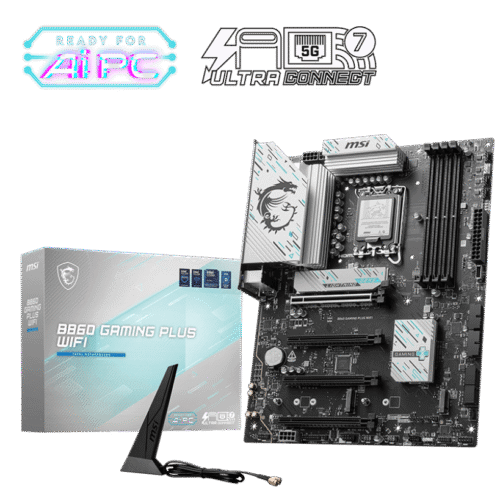 MSI B860 GAMING PLUS WIFI ATX Motherboard for Intel Core Ultra Series 2, DDR5 8800+ MT/s, Wi-Fi 7, Thunderbolt 4, PCIe 5.0 M.2 - B860 GAMING PLUS WIFI