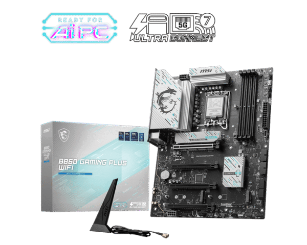 MSI B860 GAMING PLUS WIFI ATX Motherboard for Intel Core Ultra Series 2, DDR5 8800+ MT/s, Wi-Fi 7, Thunderbolt 4, PCIe 5.0 M.2 - B860 GAMING PLUS WIFI