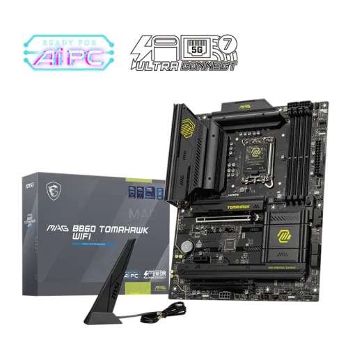 MSI MAG B860 TOMAHAWK WIFI ATX Motherboard for Intel Core Ultra Series 2, DDR5 9200+ MT/s, Wi-Fi 7, Thunderbolt 4, PCIe 5.0 M.2 - MAG B860 TOMAHAWK WIFI