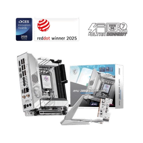 MSI MPG Z890I EDGE TI WIFI Mini-ITX Motherboard for Intel Core Ultra Series 2, DDR5 8600+ MT/s, Wi-Fi 7, Dual Thunderbolt 4, PCIe 5.0 M.2 - MPG Z890I EDGE TI WIFI
