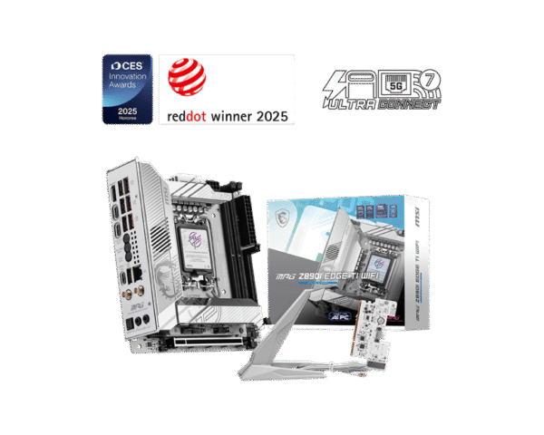 MSI MPG Z890I EDGE TI WIFI Mini-ITX Motherboard for Intel Core Ultra Series 2, DDR5 8600+ MT/s, Wi-Fi 7, Dual Thunderbolt 4, PCIe 5.0 M.2 - MPG Z890I EDGE TI WIFI