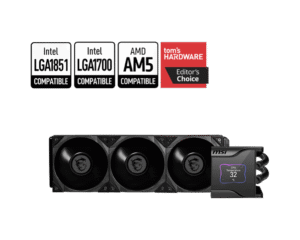 MSI MEG CoreLiquid S360 360mm AIO Liquid Cooler for Intel LGA 1851/1700 and AMD AM5/AM4, 2.4-inch IPS Display - MEG CORELIQUID S360