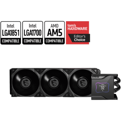 MSI MEG CoreLiquid S360 360mm AIO Liquid Cooler for Intel LGA 1851/1700 and AMD AM5/AM4, 2.4-inch IPS Display - MEG CORELIQUID S360